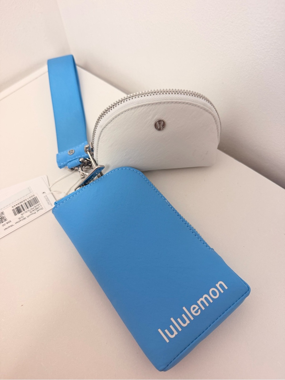 lululemon athletica Bright Blue and White Wristlet Key & Card Holder